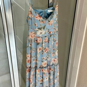 Altar'd State Floral Maxi Dress - Blue and Pink